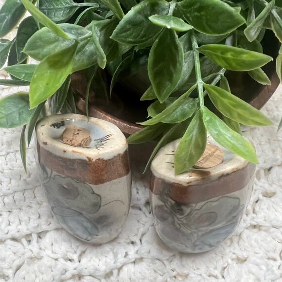 KEN EDWARDS VINTAGE Tonala Mexican Pottery Salt and Pepper Shakers Birds Flowers - Picture 6 of 12